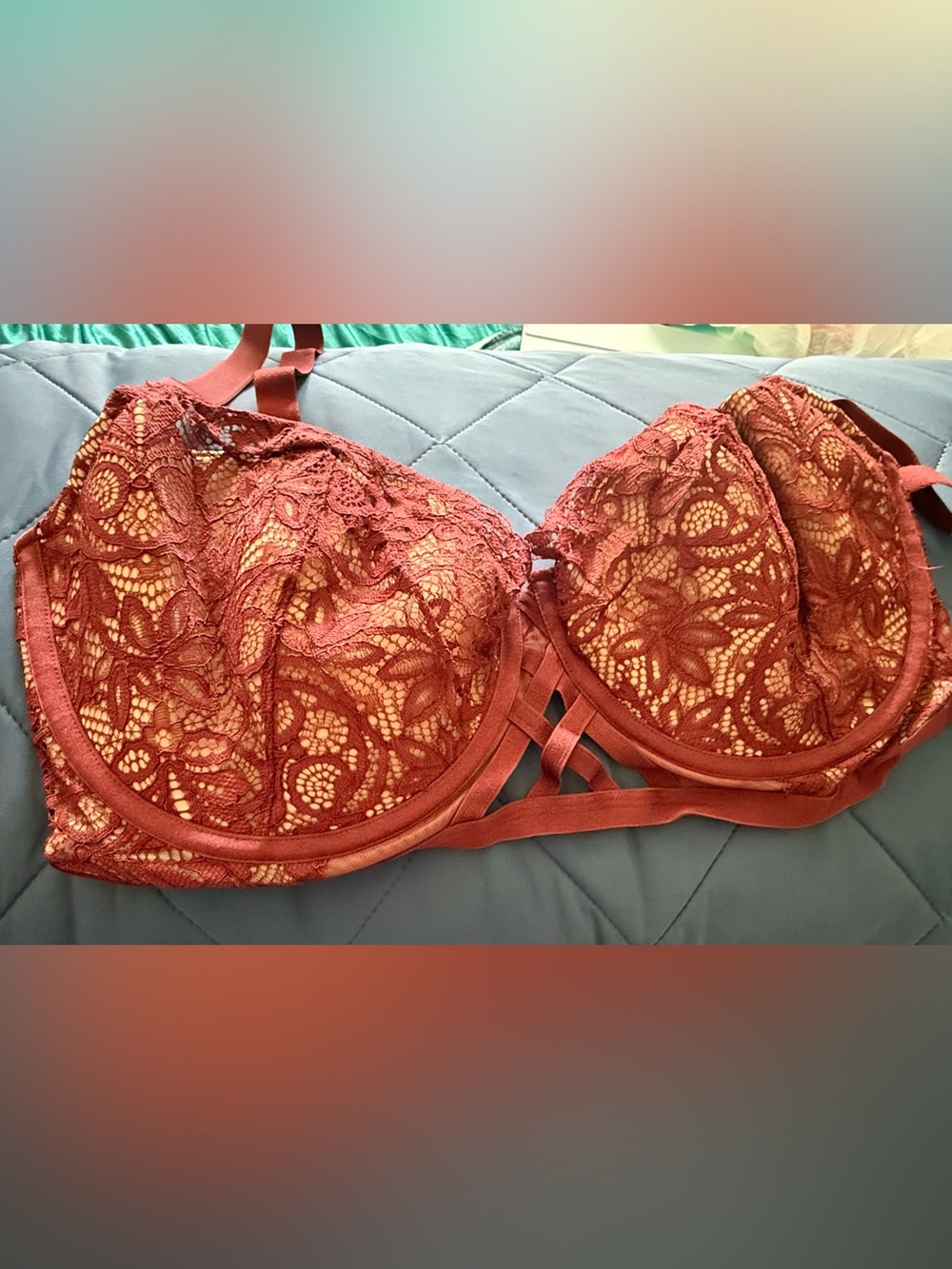 Adore Me Lace Underwire Bra in Rust